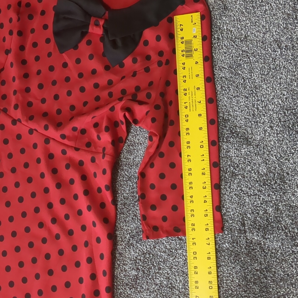 Lindy Bop Red and Black Polka Dot Midi Dress - Picture 7 of 11